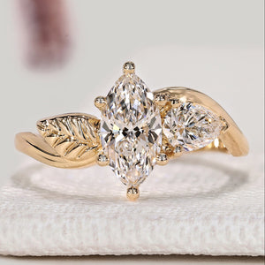 Marquise And Pear Toi Et Moi Diamond Ring in Nature Inspired Style