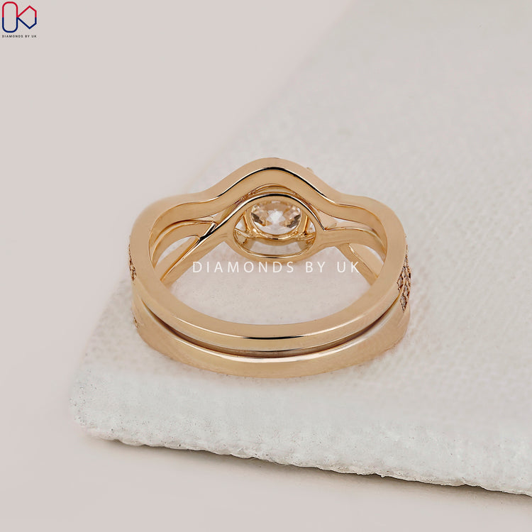Round Engagement Ring With Wedding Band