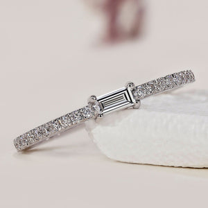 Half Eternity Baguette And Round Diamond Band