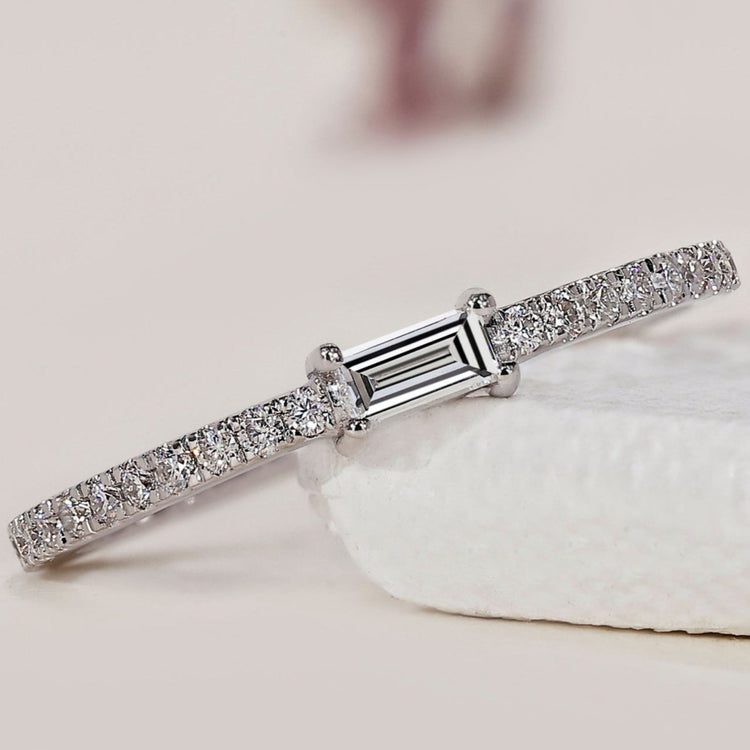 Half Eternity Baguette And Round Diamond Band