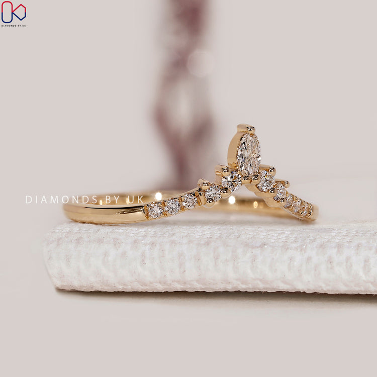 Round and marquise lab grown diamond tiara band.
