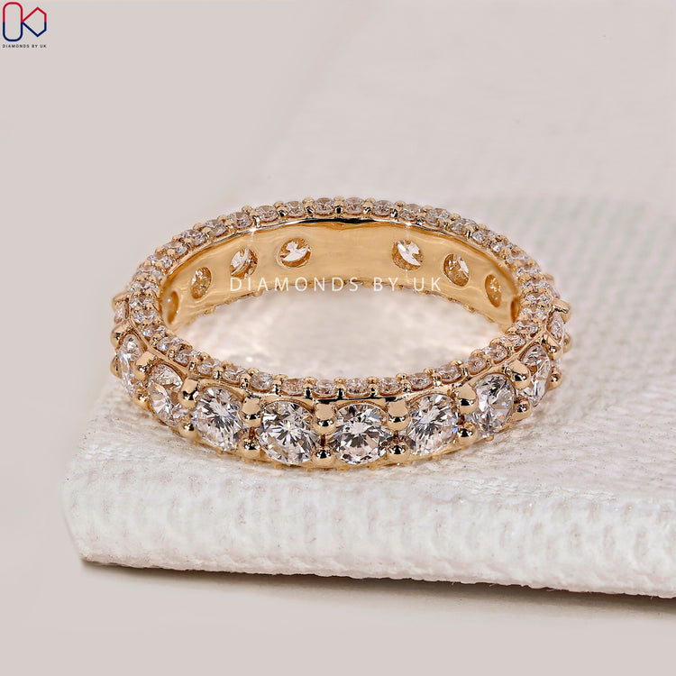 Lab grown round diamond wedding band with full eternity.