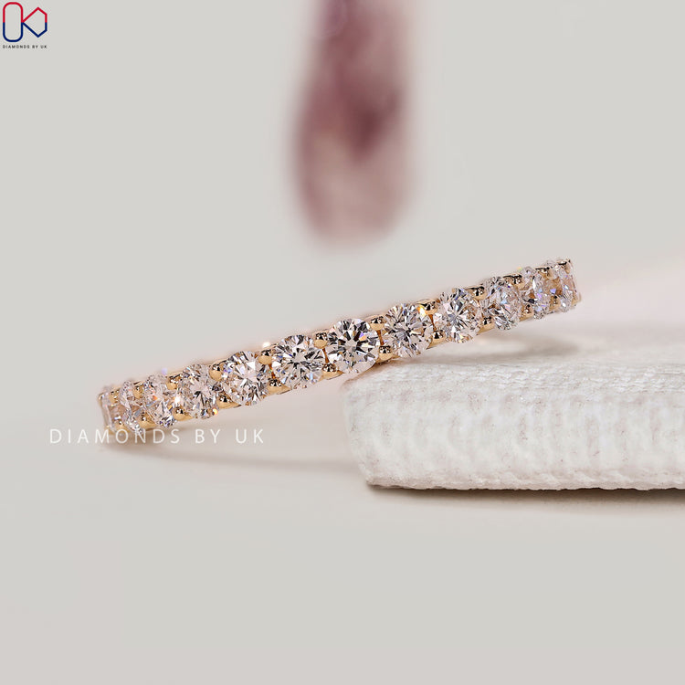 Full eternity round diamond wedding band handmade.