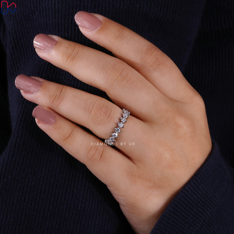 Round cut diamond wedding band with eternity style.