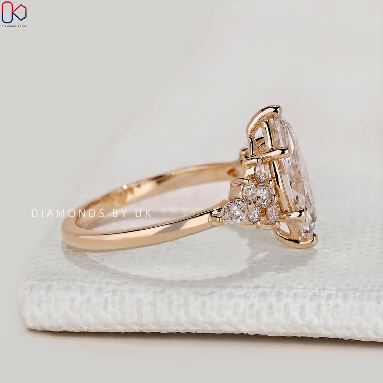 Handmade marquise ring with basket setting design.

