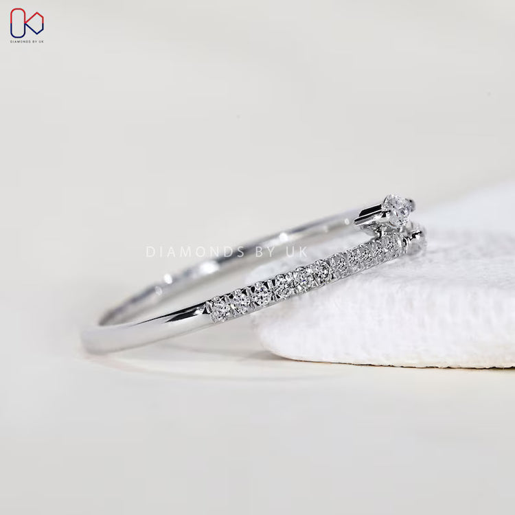 Round and marquise lab grown diamond band.