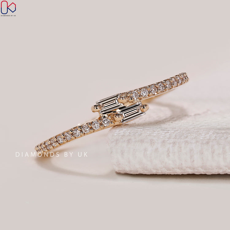 Baguette And Round Diamond Band in Bypass Setting