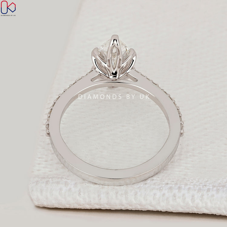 Marquise Cut Engagement Ring with Tulip Basket Setting