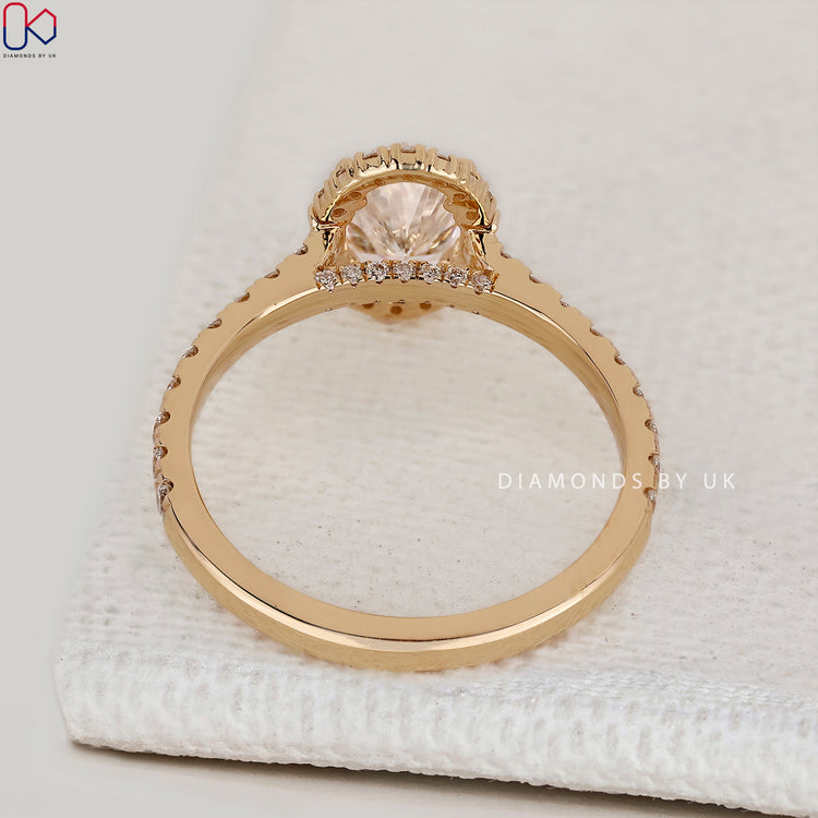 IGI Certified oval diamond ring with halo style.