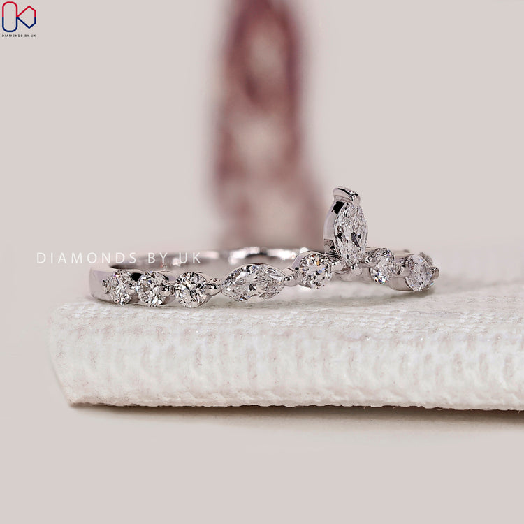 Handmade marquise and round diamond tiara band.
