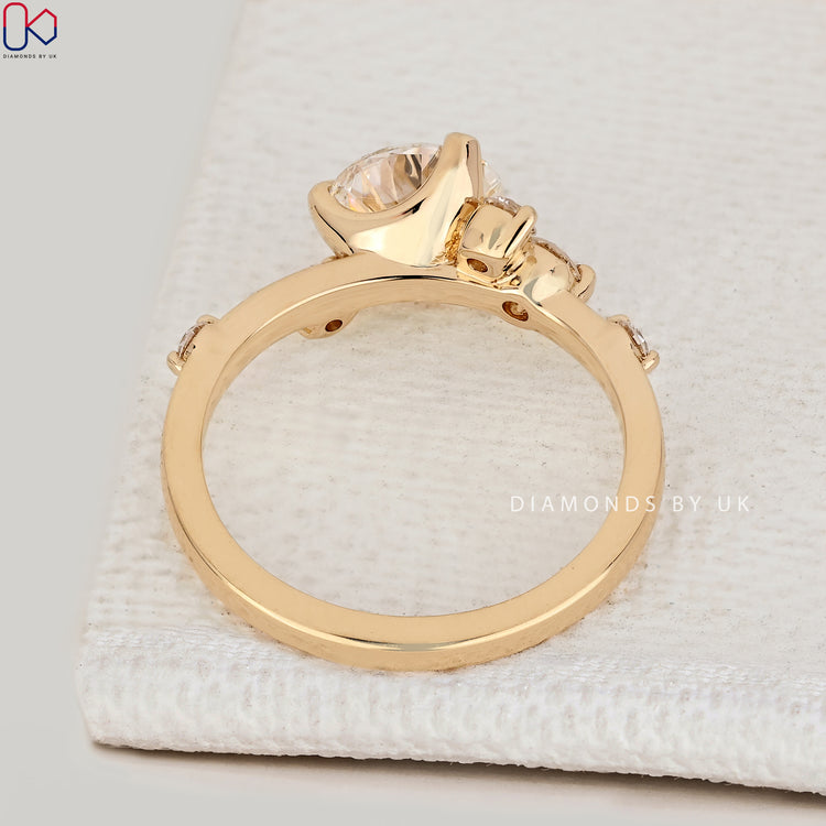 IGI Certified round cut diamond engagement ring.