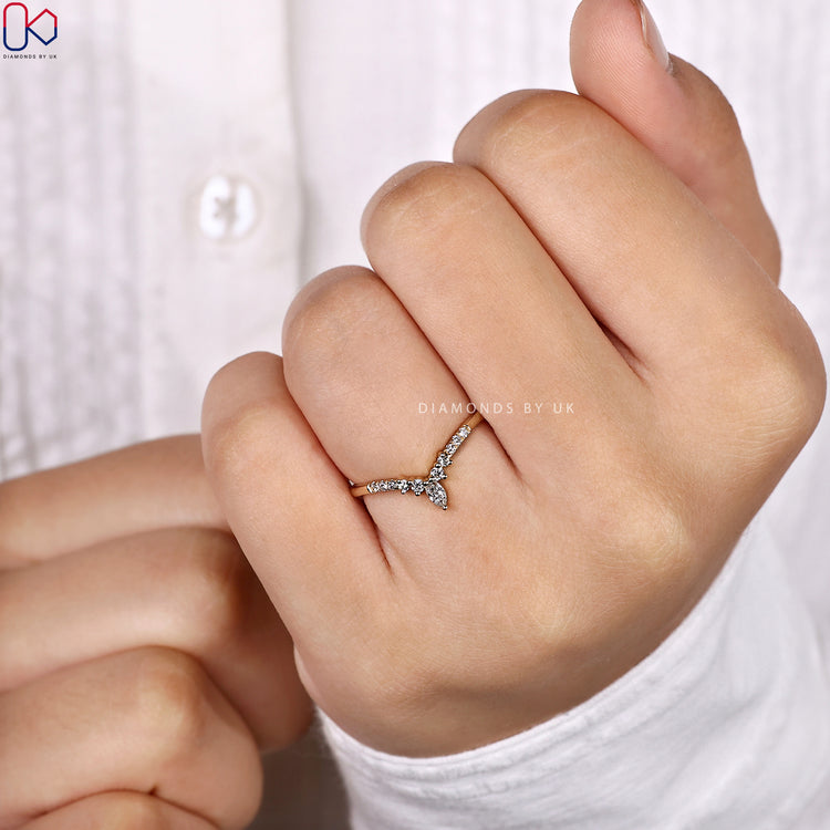 Round and marquise diamond wedding band handmade.