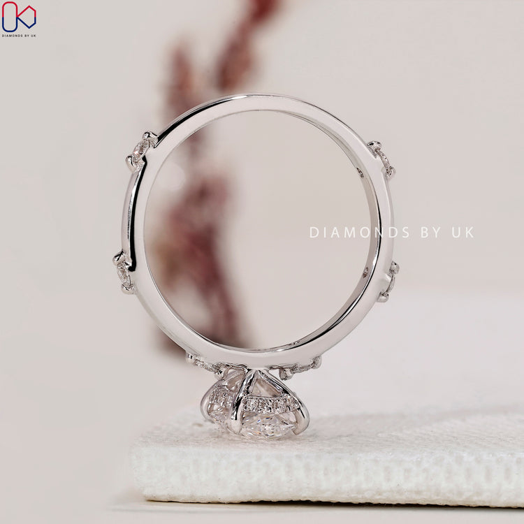 Handmade marquise diamond ring with claw prong setting.
