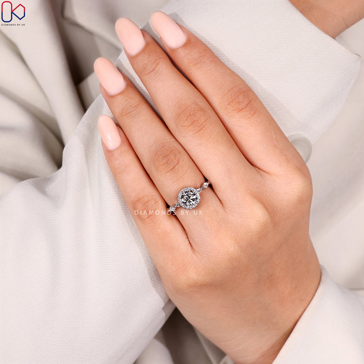 Round cut ring with secure four claw setting.