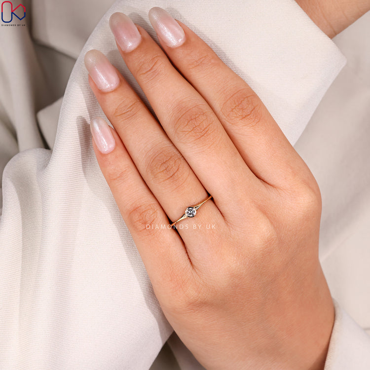 Lab grown round solitaire diamond ring design.