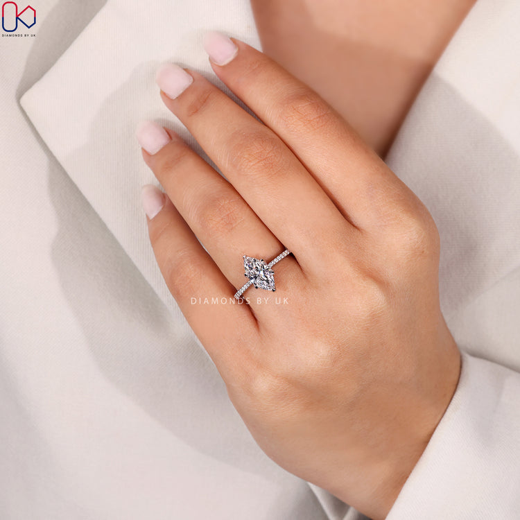 Marquise Cut Engagement Ring with Tulip Basket Setting
