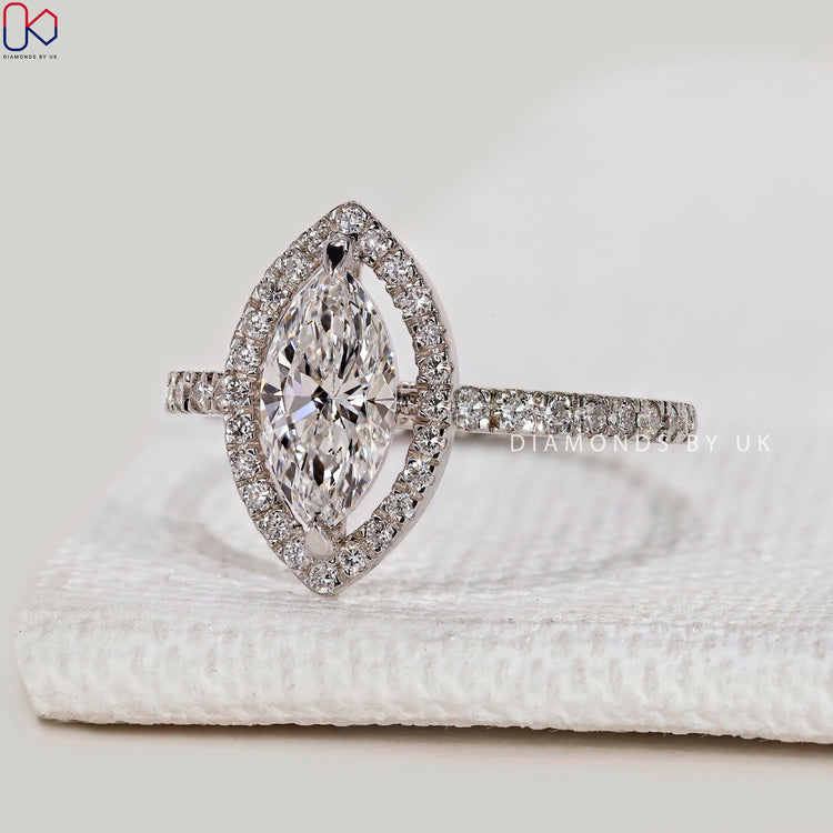 Marquise cut lab grown diamond ring, handmade.

