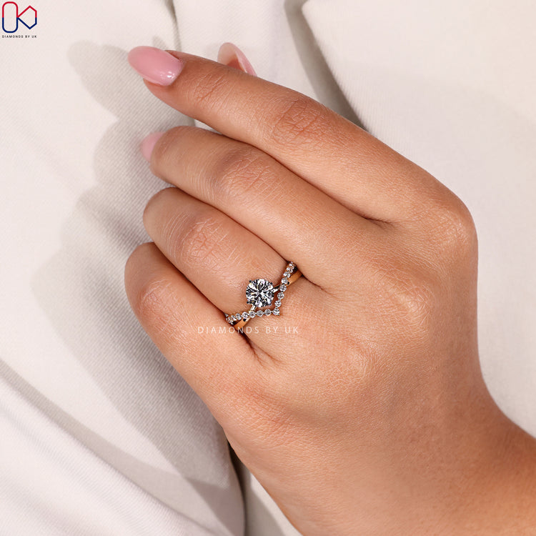 Hidden halo ring with small round diamonds.