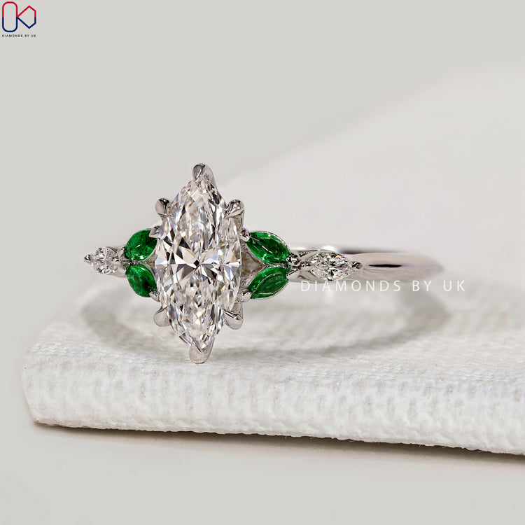 Handmade marquise ring with knife edge shank.
