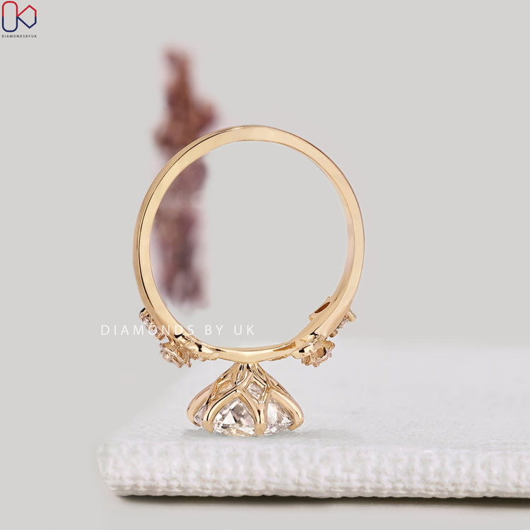 IGI certified Portuguese cut diamond ring with tulip setting
