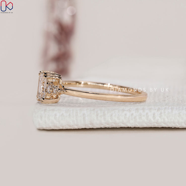 Handmade radiant cut ring with double prongs.