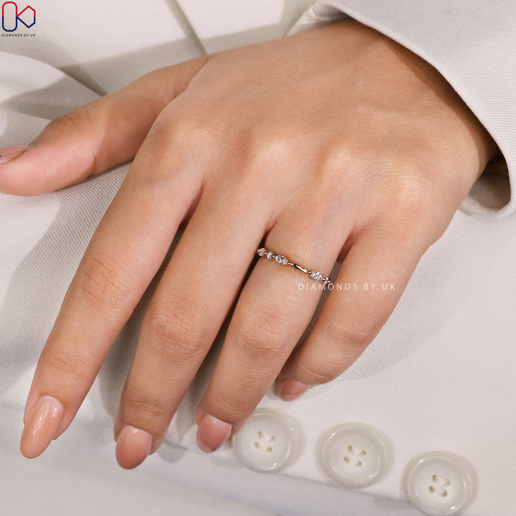 Lab grown round and marquise diamond Band handmade.