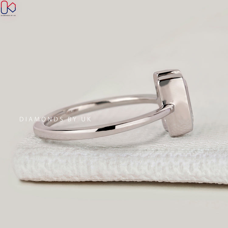 Emerald cut lab grown diamond ring, handmade.
