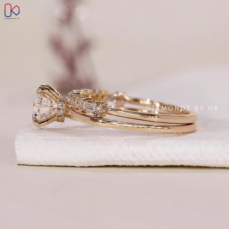 Lab grown heart cut ring with four claw prongs.