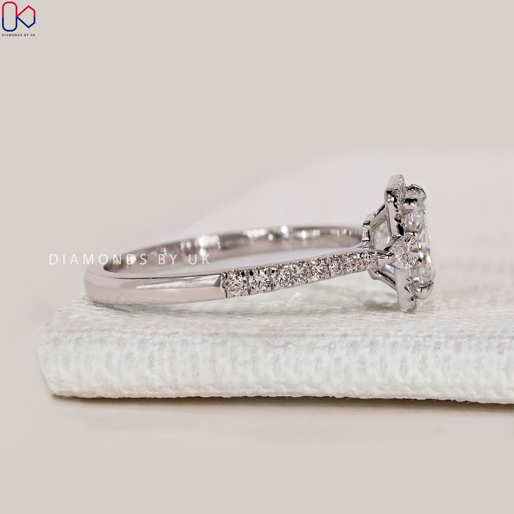 Handmade princess ring with cathedral tapered shank.
