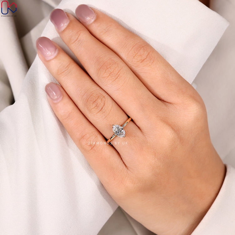 Oval cut solitaire lab grown diamond ring style.