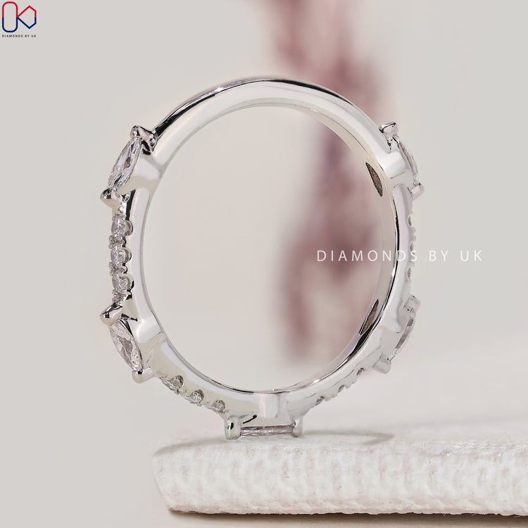 Lab grown round and marquise diamond band handmade.