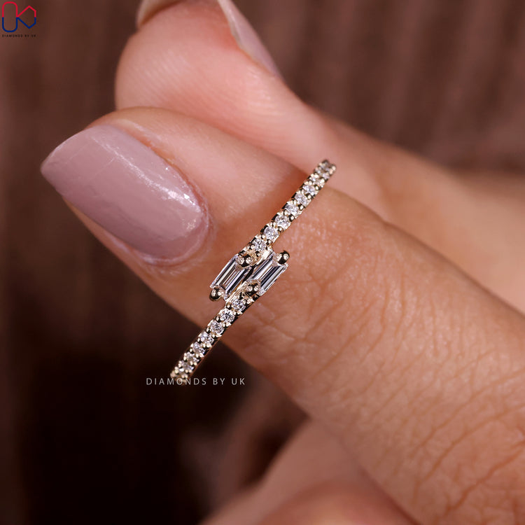 Baguette And Round Diamond Band in Bypass Setting