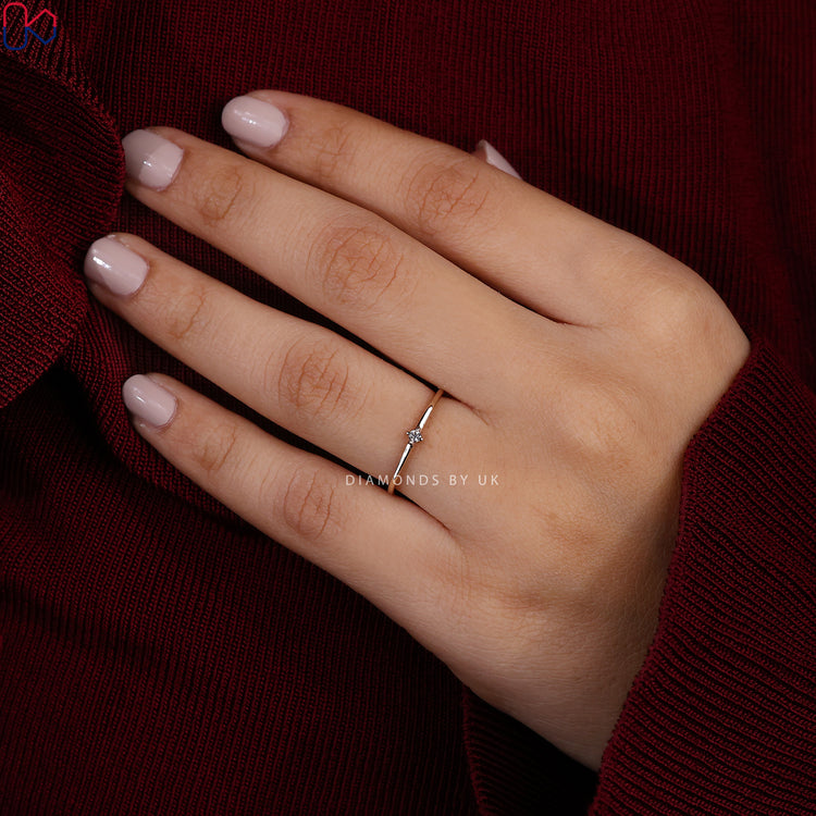 Round diamond band with compass prong setting handmade.
