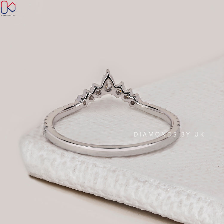 Tiara Style Pear And Round Cut Wedding Band