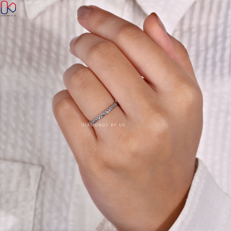 Semi eternity band with round lab grown diamonds.