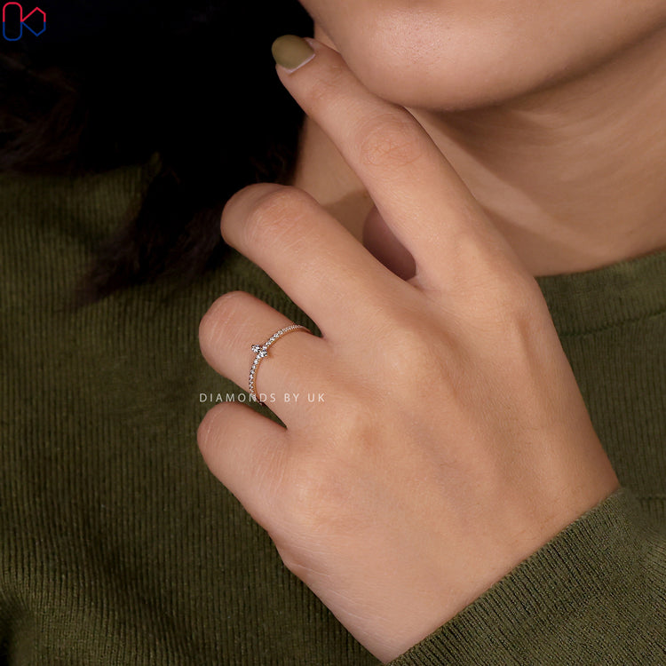 Yellow Gold Wedding Band - Round Diamonds