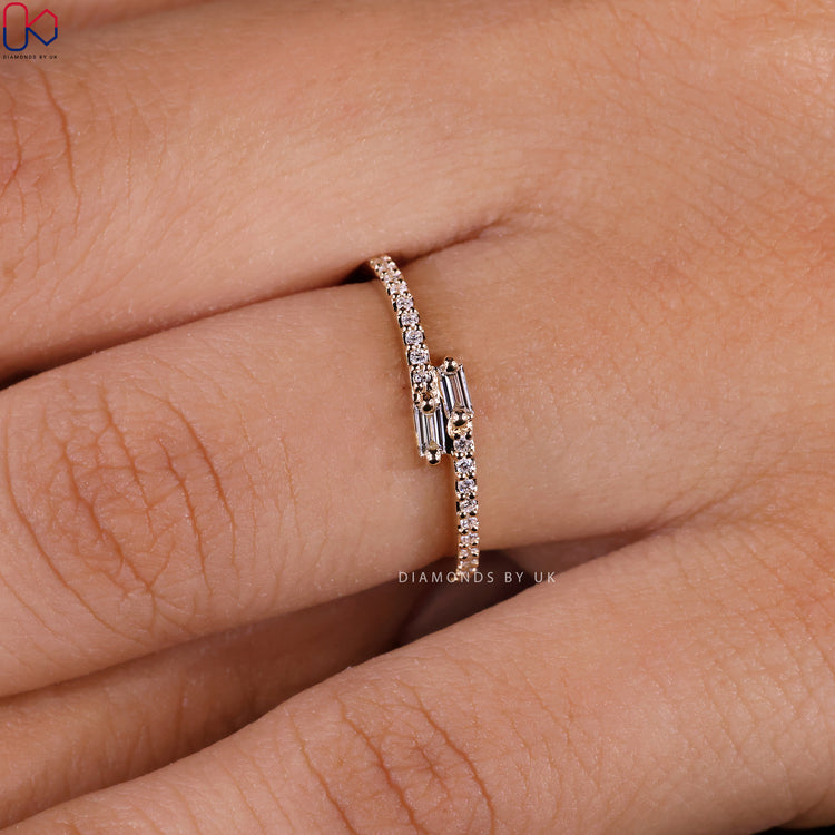Baguette And Round Diamond Band in Bypass Setting