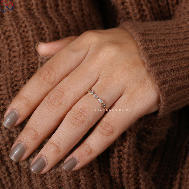 Half eternity marquise and round diamond band handmade.

