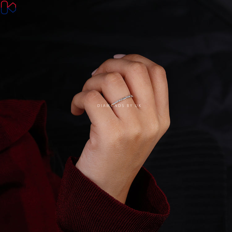Half eternity lab grown diamond band with bar setting.
