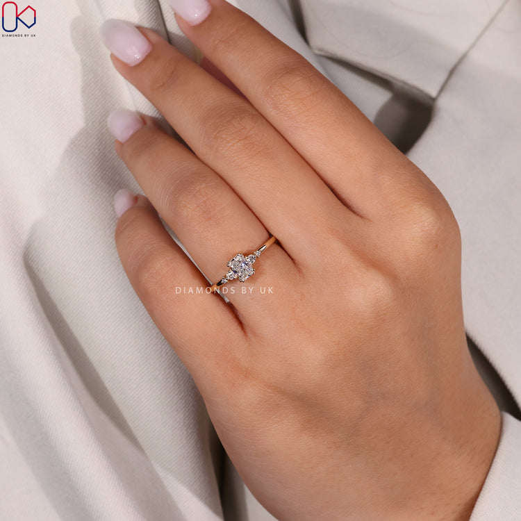 Five stone radiant cut diamond ring design.