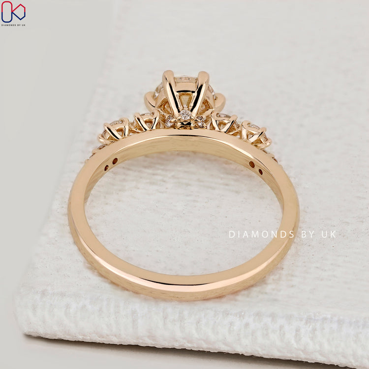 IGI Certified round cut diamond ring, handmade.