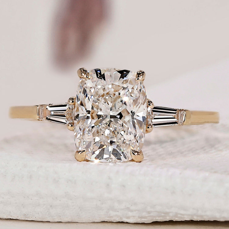 3 Stone Diamond Engagement Ring with a unique design.
