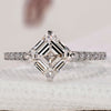 Asscher Cut Diamond Ring featuring a sleek handmade design in white gold ring.
