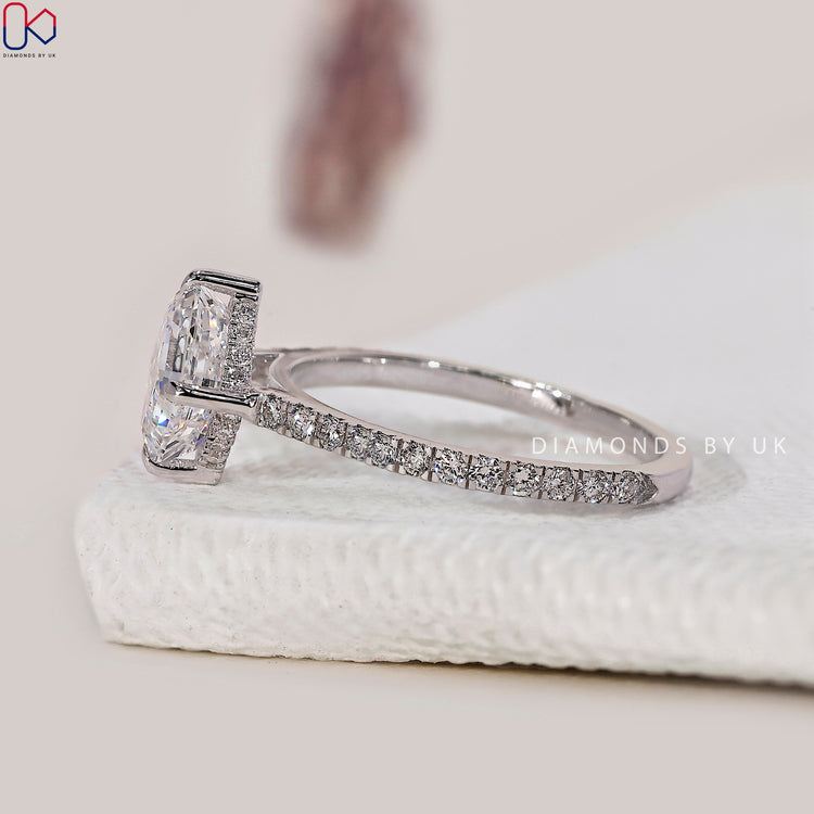 Lab Grown Diamond shining brightly in a stylish handmade ring.
