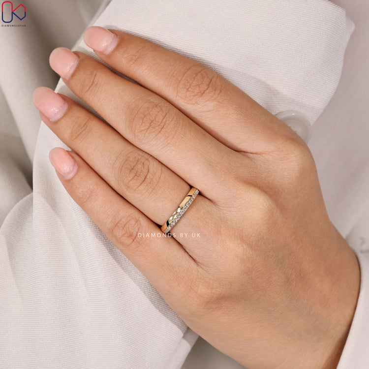 Full eternity lab grown round diamond band handmade.
