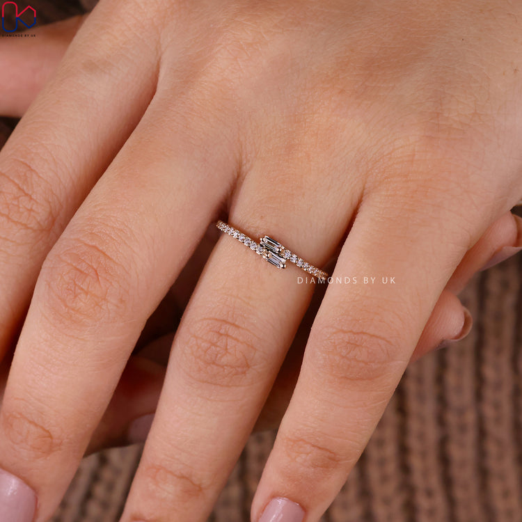 Baguette And Round Diamond Band in Bypass Setting