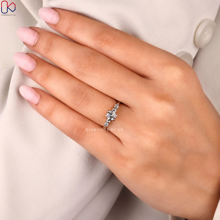 Lab grown round cut ring with claw setting.