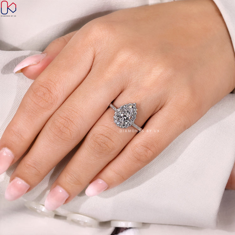 Handmade pear diamond ring by Diamondsbyuk.