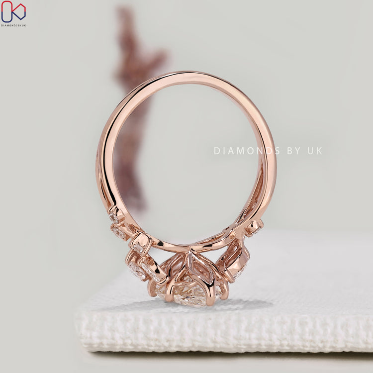 Handmade nature inspired ring with tulip basket setting.
