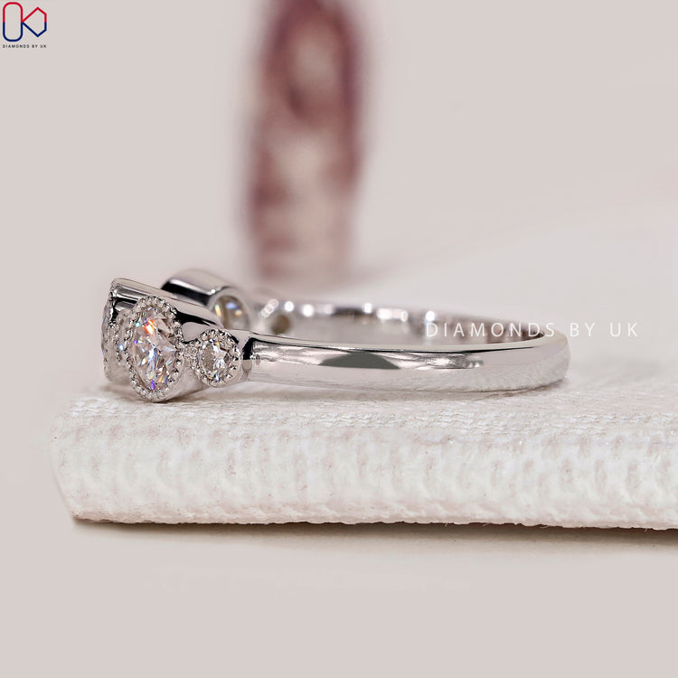 Lab grown round diamond half eternity wedding band handmade.
